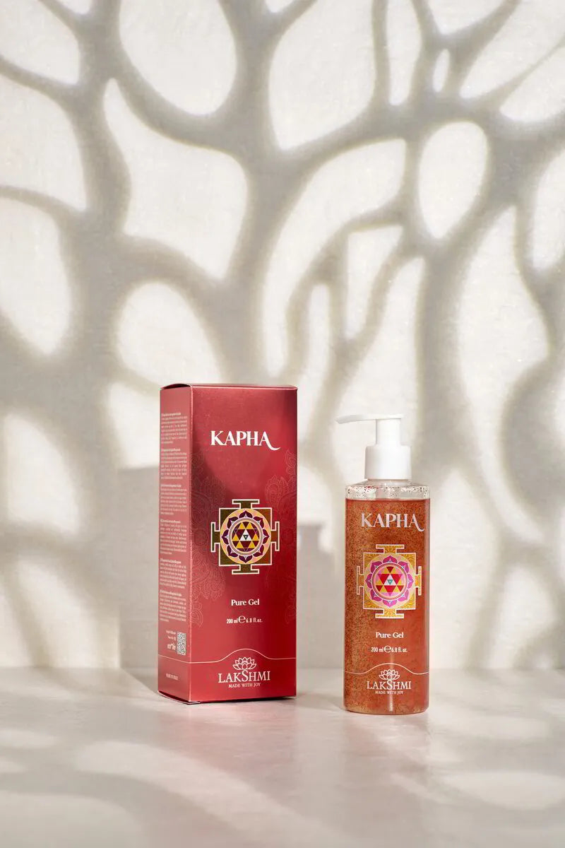 Lakshmi KAPHA Pure Gel bottle standing beside its red box