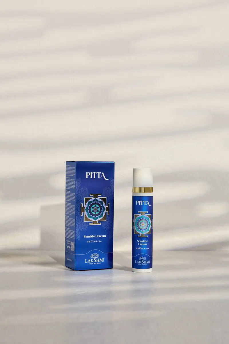 PITTA Sensitive Cream bottle and box in dappled sunlight