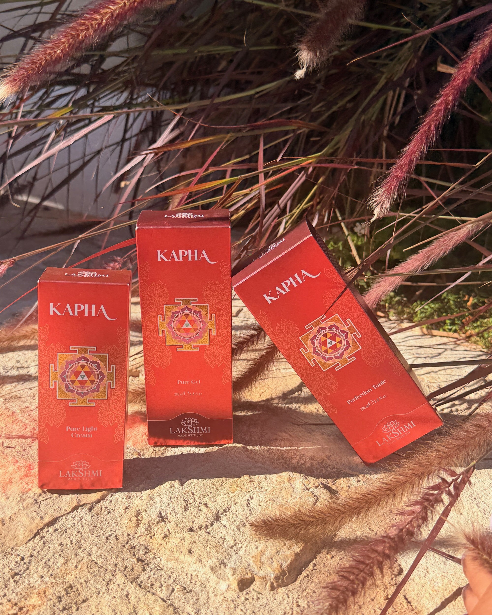 Lakshmi KAPHA Radiance Ritual three boxes on Puglia stone