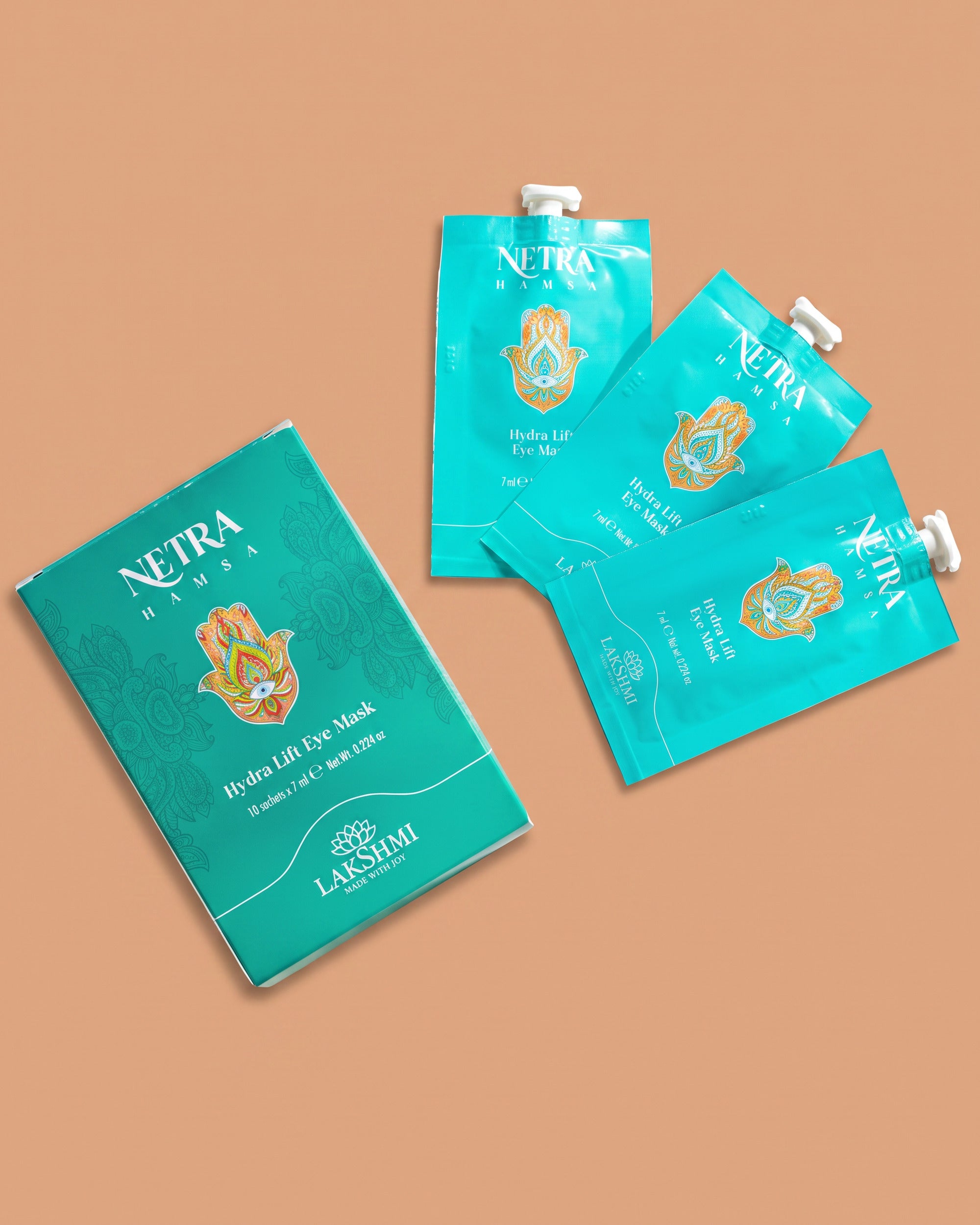 Lakshmi NETRA Eye Mask Gel Lift box and sachets